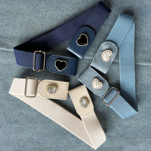 Decorative Heart Flower Lazy Belt Invisible Waist Belt for Women Students Military Training Children New 2025 Elegant Style Canvas Belt