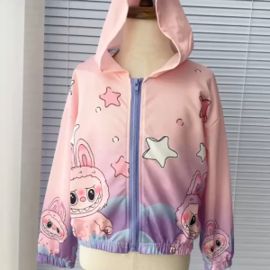 2-12 ปี เสื้อแจ็คเก็ตมีฮู้ดสําหรับเด็กผู้หญิง เสื้อคลุมแฟชั่นสําหรับเด็กฤดูใบไม้ผลิและฤดูใบไม้ร่วง เสื้อกันยูวีเด็ก