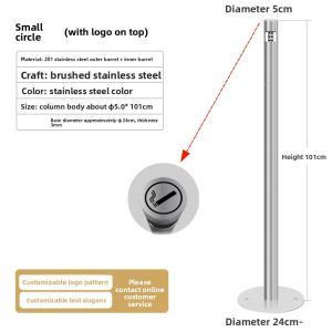 Stainless Steel Brushed Ashtray Dustbin Outdoor Vertical Ashtray Smoking Area Essential No Fixation Smoke Barrel Public Place Garbage Can