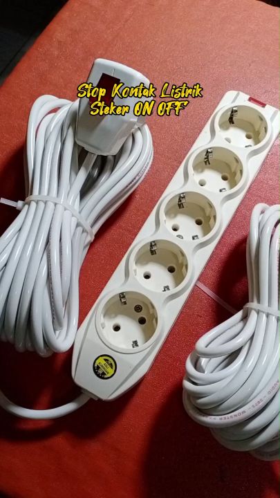 Stop Kontak Listrik 3 Lubang + Panjang Kabel 5 Meter + Steker ON OFF ...