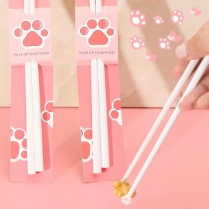 Polocat Reusable Cat Paw Chopsticks Non-Slip Easy To Clean Cute Eating Chopsticks Unique Comfortable Grip Pink Paw Food Clip Cat Lovers
