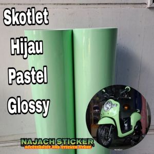 Stiker skotlet hijau pastel glossy scotlite motor hijau muda pastel glossy skotlet motor hijau sticker motor hijau pastel scotlite motor warna pastel