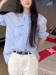 SHUAIYUE | Áo Dài Tay Phong Cách Pháp Chấm Bi Thanh Lịch Đa Dụng Form Rộng Giúp Gọn Người Trẻ Trung