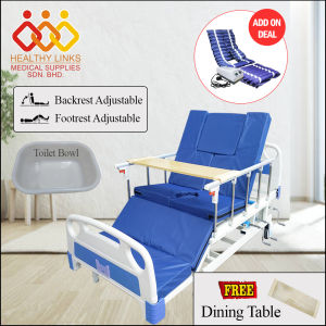 [Same-Day Delivery] Hospital Bed 5 Function Manual (M12) + Mattress + Dining Table + Commode + Washing Hair