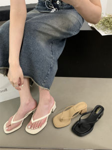 รองเท้าแตะส้นสูงแบบสวมสำหรับผู้หญิง รองเท้าแตะส้นแบนแบบสวมสำหรับกลางแจ้ง ทรงหัวมน ทรงหัวมน สไตล์เกาหลี ทรงหัวมน