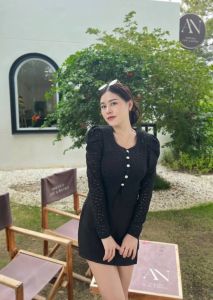 🌈 SpinnyHouse 🌈 เสื้อลูกไม้ แขนยาว แต่งลายคลื่น 🎒 แต่งทอลายหัวใจ  รุ่น มนตรา B-029-4-B