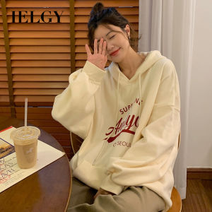 Ielgy Áo Nỉ Áo Chui Đầu Có Mũ cỡ vừa dáng rộng áo mỏng nữ mùa thu phong cách lười biếng