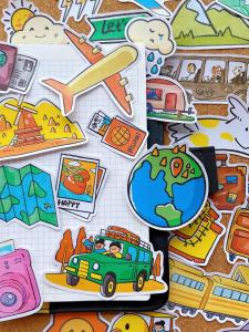 สติ๊กเกอร์การเดินทางสำหรับการบันทึกการเติบโตของเด็ก หนังสือภาพสำหรับเด็ก กระดาษสีสันสดใส สติ๊กเกอร์ติดหนังสือระบายความคิดสร้างสรรค์