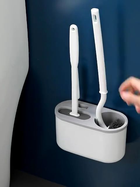 Toilet Brush 3 in 1 Set Wall-mounted Multifunction Silicone Bathroom ...