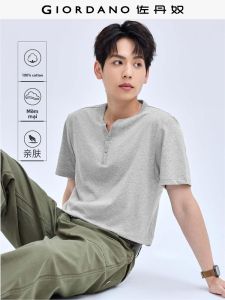 Áo Thun Cổ Bẻ Tay Ngắn Dệt Kim Cotton Nguyên Chất Giordano Dành Cho Nam Mùa Hè Thường Ngày Phong Cách Cơ Bản Màu Trơn Áo Thun