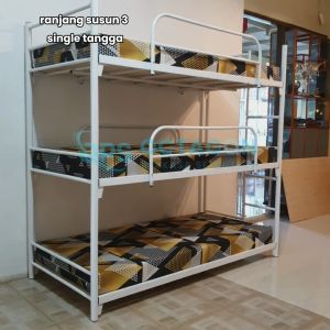 Ranjang Susun Besi Minimalis 3 Tingkat 90x200 100x200 120x200 SatuTangga