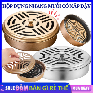 Hộp Đựng Nhang Muỗi Thân Cao Có Nắp Đậy Chống Bỏng Bằng Thép Không Gỉ - Khay Đốt Nhang Muỗi Chuyên Dụng / Hộp Đốt Hương Nhang Có Nắp Đậy An Toàn Khi Sử Dụng