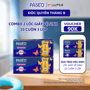 Combo 4 Lốc Giấy vệ sinh Paseo 10 cuộn 3 lớp