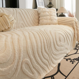 Thick Warm Fleece Sofa Cover Slip Resistant