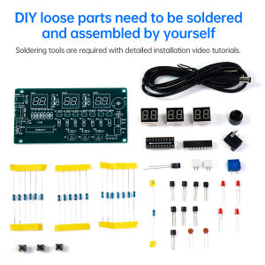 Aideepen | DC 5-12V 6-Digit Red Display Digital Clock Module Electronic Kit 51 Microcontroller Welding Practice DIY Electronic Kit