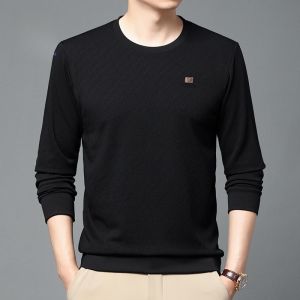 ROMON | Romon Mens Long Sleeve Crew Neck Sweatshirt Pure Color Casual Loose Fit Spring Autumn Fashion Urban Style Anti-Wrinkle Business Casual