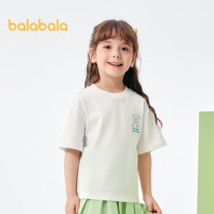 Balabala เสื้อยืดเด็กแขนสั้นเด็กผู้ชายการ์ตูนน่ารักผ้าฝ้ายบริสุทธิ์2024ฤดูร้อนใหม่