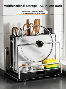 Multi-function New Stainless Steel Knife and Chopping Board Storage Rack