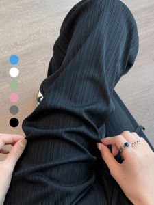 กางเกงขายาวทรงตรงเอวสูงผ้าไหมน้ำแข็งบางสำหรับฤดูร้อน กางเกงขายาวทรงตรงสำหรับใส่ทำงาน ทรงหลวม ความยาว 9 ส่วน