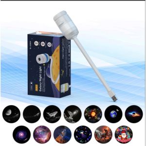 Aitemay USB Car Star Projector Ambient Light12 Projection Films 10 Colors 360° Adjustable Touch ControlPortable Dual‑Use No Car Modification