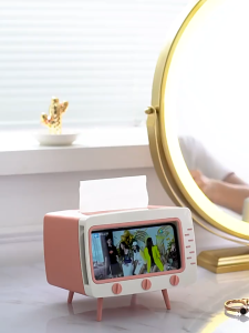 Tissue Box Multifunctional Tv Shape Tissue Box Desktop Mobile Creative Phone Holder Holder Mobile Phone