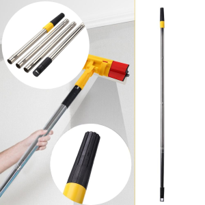 Telescopic Ceiling Paint Roller Extender Portable Cleaning Brush 4 Section Rod