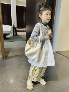 Kids Casual Loose Cartoon Penguin Drawstring Waist Cotton Trousers Spring Season Childrens Fashion Pants Harlan Pants