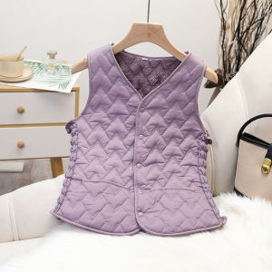 Warm Fleece Lined down Cotton Vest Short V-Neck Slim Fit Versatile Inner Core Womens Fashion Autumn Winter New Style