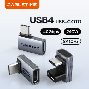 Cabletimes | CABLETIME Type C Adapter 240W OTG USB C Adapter 8K 60Hz 40Gbps 90-Degree Converter USB4 Adapter for iPhone Adapter MacBook iPad