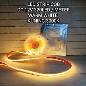 BOSSECOM LED STRIP COB DC 12V 320LED / METER IP33 5M WARM WHITE 3000K KUNING 1Roll 5 METER SUPER TERANG BAGUS KUALITAS TERBAIK