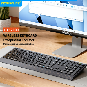 NexusClick Dual Mode Wireless Quiet Keyboard Russian English Layout2.4G Bluetooth Rechargeable Ergonomic Office Keyboard for PC