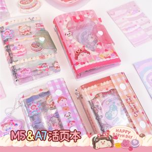 Portable Meatball Original Angel Inner Page Half Ring Binder Girl High Aesthetic Notebook Student Gift Hard Cover Blank Pages