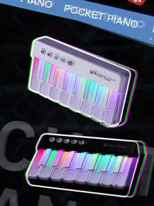 Kids Mini Piano Toy W/Rainbow Lights Portable Travel Piano Keyboard Toddlers Musical Instrument Learning Toys Music Interactive Birthday Gift