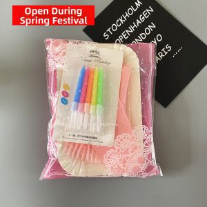 Disposable Thickened Birthday Cake Cutlery Set Plate Fork Knife Combo