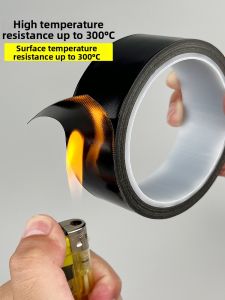 High-temperature Resistant Black Teflon Fiberglass Aluminum Foil High Adhesive Non-stick Smooth Industrial Sealing Fireproof Insulating Tape