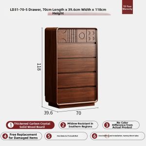 HESHIBOYA | Antique Style Solid Wood Drawer Chest 9 Drawers