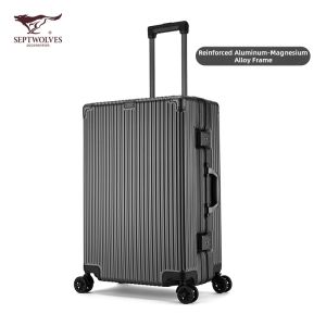 SEPTWOLVES | New Large Capacity 20-inch Wine Red Travel Suitcase