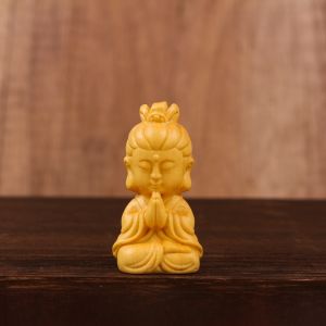 Carved Olive Wood Buddha Guanyin Pendant Lotus Seat Car Ornament Childrens Littler Buddha Hanging Beads Fashion Jewelry Accessory