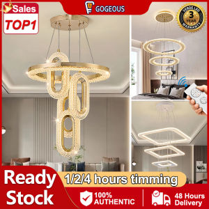 GOGEOUS chandelier modern design ceiling light 3 color dimming chandelier ceiling light sala with remote nordic for living room chandelier for kitchen dinning stairway led pendant light drop lights chandelier for low ceiling high ceiling