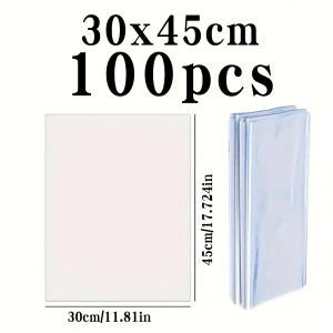 100Pcs PVC Heat Shrink Wrap Bags  Transparent Sealing Film Dustproof Hot Shrink Film Bag Odorless Clear Packaging Plastic Wrap