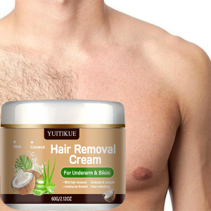 Yuitikue Underarm & Bikini Hair Removal Cream 60g Aloe & Coconut Infused Hair Remover for Delicate & Smooth Skin Moisturizing