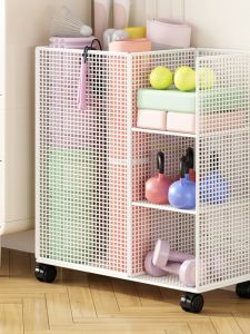 เก้าอี้เก็บของสำหรับโยคะ รถเข็นเก็บของ ชั้นวางของ แบดมินตัน พร้อมล้อ สำหรับใช้ในบ้าน อุปกรณ์กีฬา ชั้นวางของสำหรับเก็บของ