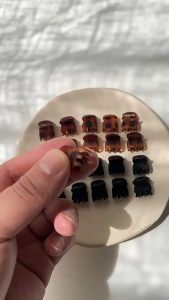 5pcs Black Brown Transparent Plastic Clamp Mini Grab Clip Side Hair Clip Princess Small Grip Broken Bangs Clip