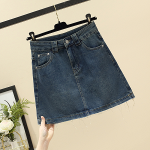 High Waist A-Line Mini Skirt Denim Wrap Short Skirts Womens Flared Hemline Summer New Style Cotton Polyester Blend Skirt
