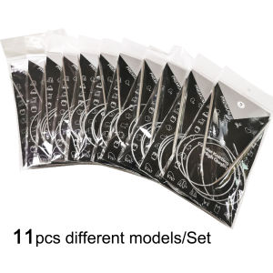 11 Pieces/Set Lncluding 6#-16# 11 Different Models Stainless Steel Circular Crochet Needles Set Ergonomic Crochet Knitting
