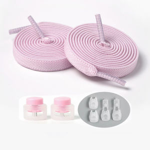 1Pair/3Pair Flat Elastic Shoe Laces Round Snap Lock Shoelaces Without Ties Kids Adult Quick Shoelace Shoe Accessories