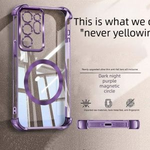 Luxury Glossy Plating Transparent Phone Case for Samsung Galaxy S26 Ultra S26 FE S25 Edge S24 S23 S22 S22 Plus for Magsafe Cover
