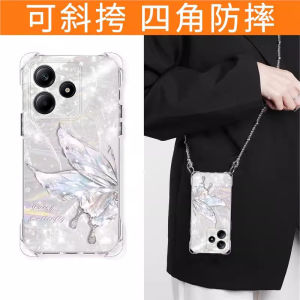 Redmi Note14 New Model Phone Case Water Diamond Butterfly Full Cover Anti-Fall Four Corner Lanyard Case Luxury High-end Popular