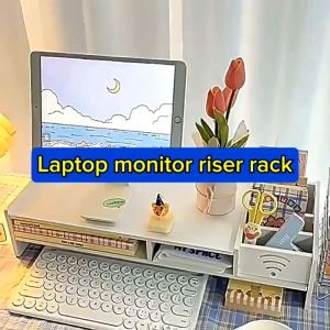 Upgraded Laptop Monitor Riser Shelf Laptop Stand Computer Rack Stand Monitor Rack Home Office Desk Rack Neck Painless Riser