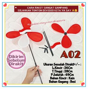 (1PCS) KINCIR ANGIN MERAH PUTIH HUT RI / MAINAN KINCIR ANGIN MERAH PUTIH DIRGAHAYU 17 AGUSTUS / KINCIR DEKORASI HIASAN SEPEDA TAMAN / RED WHITE PINWHEEL / KPK7580